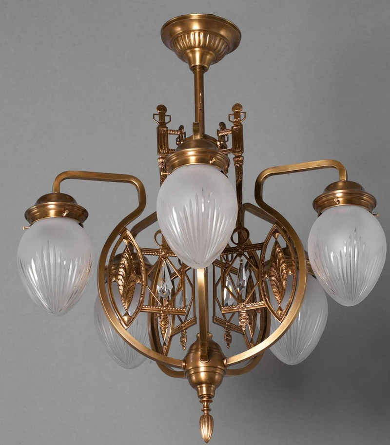 Chandelier Plafonnier Chrome Art Nouveau
