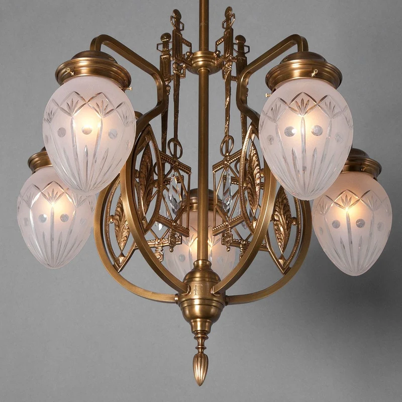 Chandelier Plafonnier Chrome Art Nouveau