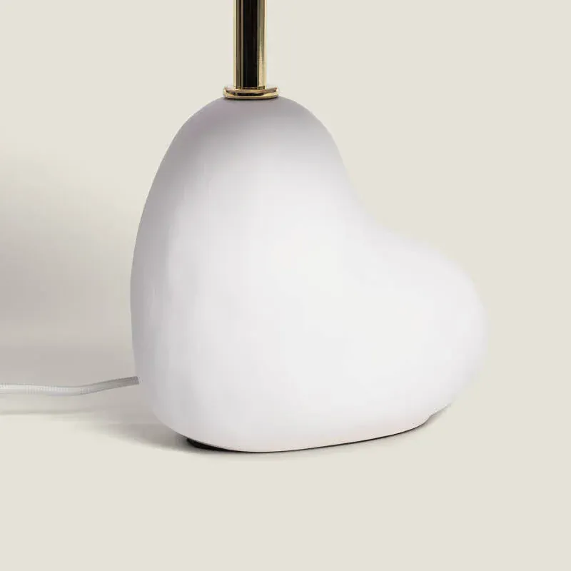 Lampe à Poser Ceramique blanche et abat jour taupe
