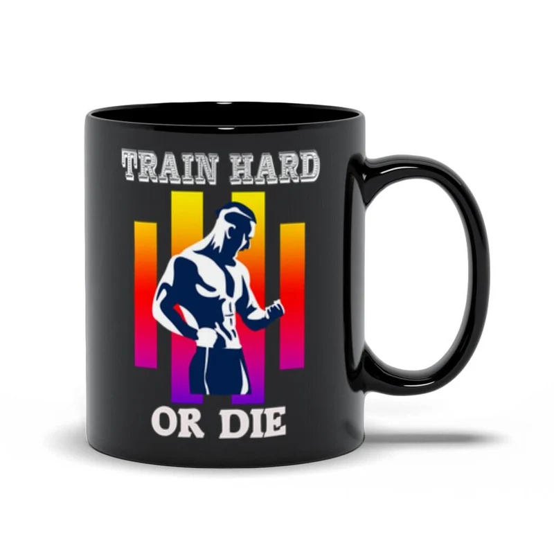Tasses noires Train Hard Or Die, haltérophilie pour hommes, athlétique, entraînement de gymnastique, sports de fitness