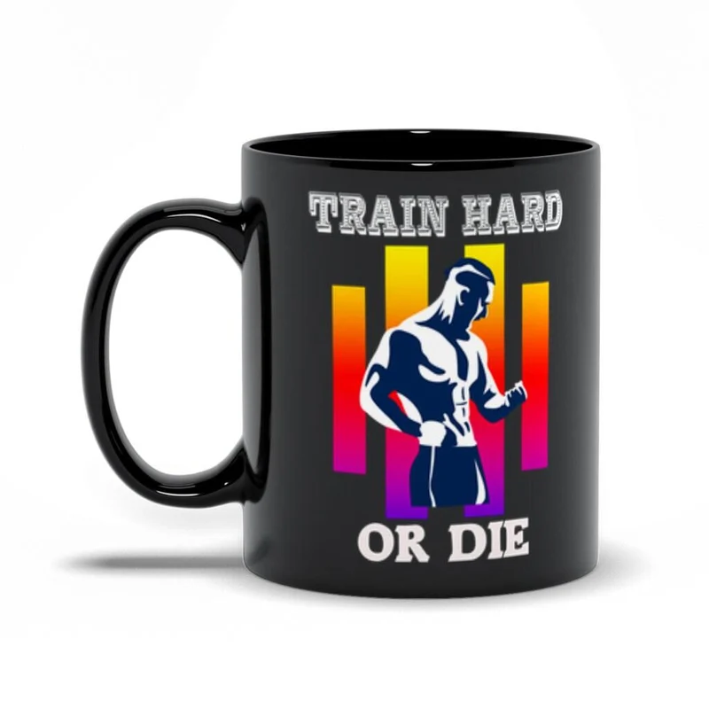 Tasses noires Train Hard Or Die, haltérophilie pour hommes, athlétique, entraînement de gymnastique, sports de fitness