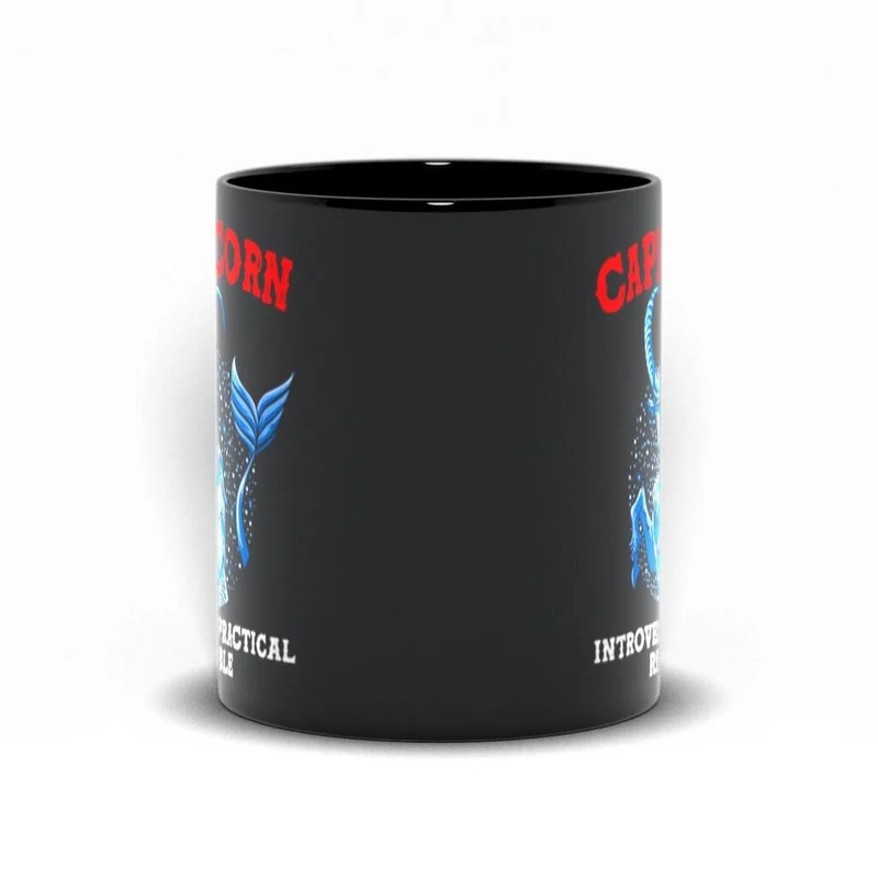 Qualités du Capricorne Introverti, Pratique, Tasses noires fiables, Tasse de conception du Zodiaque Capricon, Idées cadeaux Capricon, Né en décembre, Né en janvier
