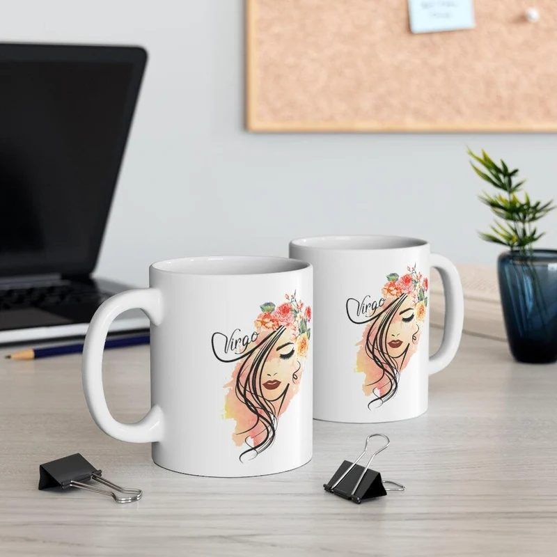 Tasse du zodiaque Vierge, tasse Vierge, cadeau du zodiaque né du 23 août au 22 septembre, signe du zodiaque, cadeau d’horoscope, cadeau d’astrologie, tasse || Naissance Vierge