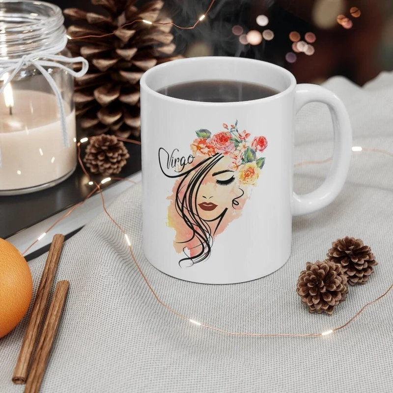 Tasse du zodiaque Vierge, tasse Vierge, cadeau du zodiaque né du 23 août au 22 septembre, signe du zodiaque, cadeau d’horoscope, cadeau d’astrologie, tasse || Naissance Vierge