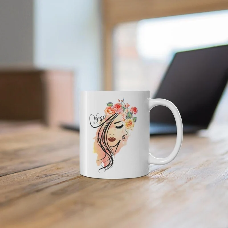Tasse du zodiaque Vierge, tasse Vierge, cadeau du zodiaque né du 23 août au 22 septembre, signe du zodiaque, cadeau d’horoscope, cadeau d’astrologie, tasse || Naissance Vierge