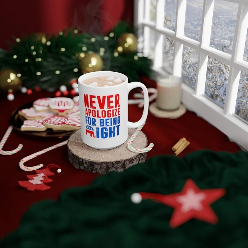 Cadeaux républicains, tasse d’éléphant républicain, ne vous excusez jamais d’avoir raison, cadeau pour républicain, papa républicain, tasse patriote conservatrice