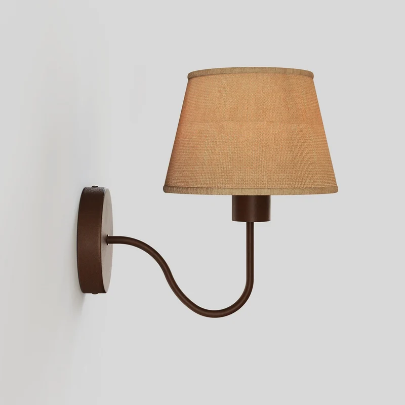 Applique Fermaluce avec extension en S et Abat-jour Impero - Jute naturelle