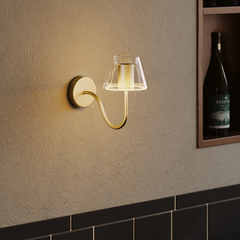 Applique murale Fermaluce G07 avec extension en S - Bronze Satiné