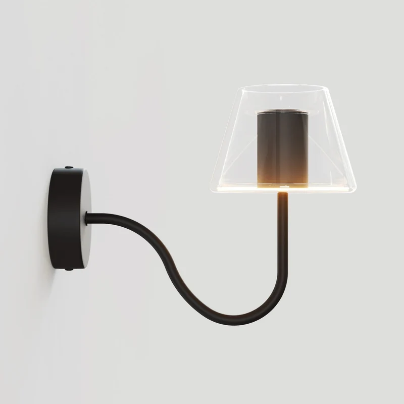 Applique murale Fermaluce G07 avec extension en S - Noir