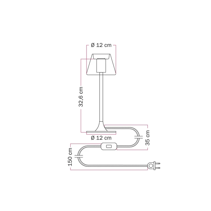 Lampe de table MAG-Y G07 avec base métallique ronde - Blanc Mat