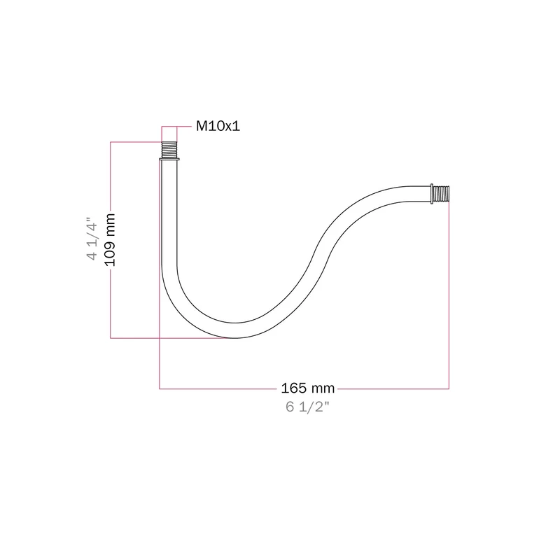 Tube d’extension courbé en S pour lampe, 16,5 cm en métal – Noir