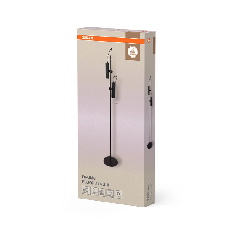 OSRAM DECOR Lampadaire à tambours 2xGU10 Noir