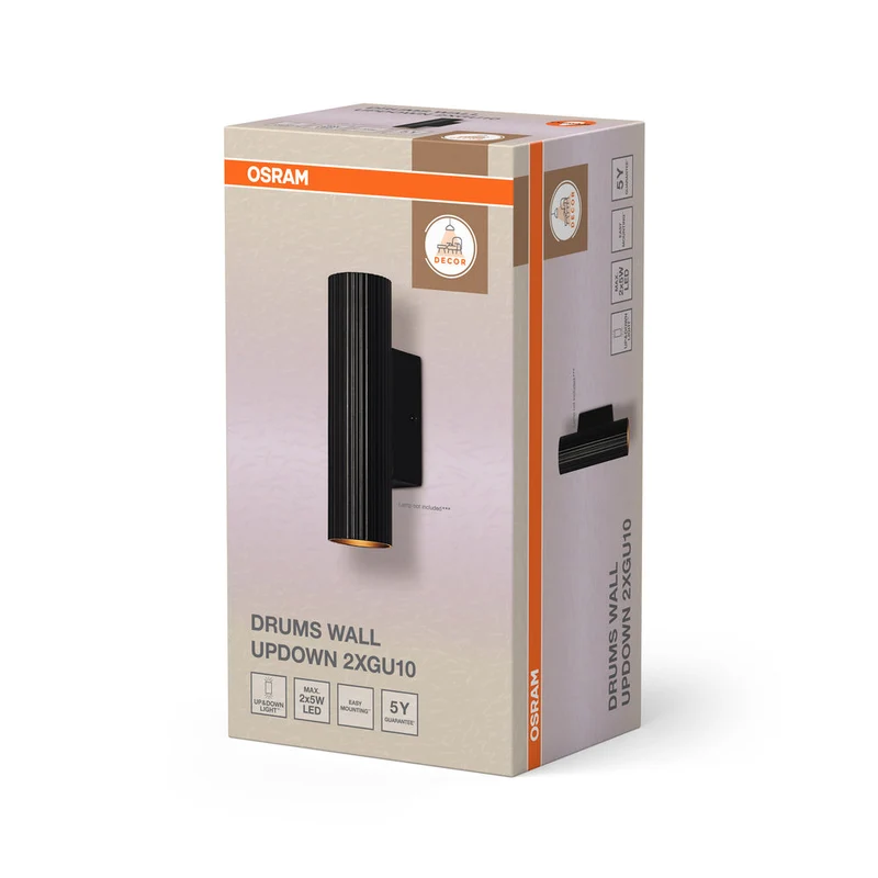 OSRAM DECOR Appliques murales tambours haut-bas 2xGU10 noir
