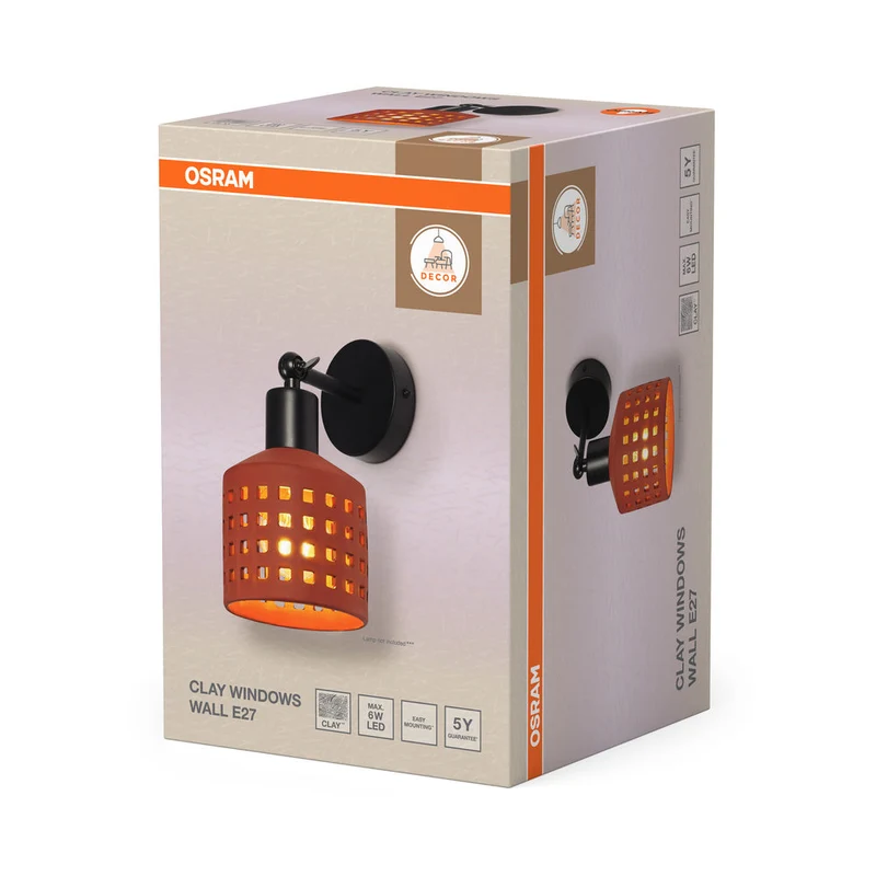 OSRAM DECOR Clay Windows Applique murale marron, E27