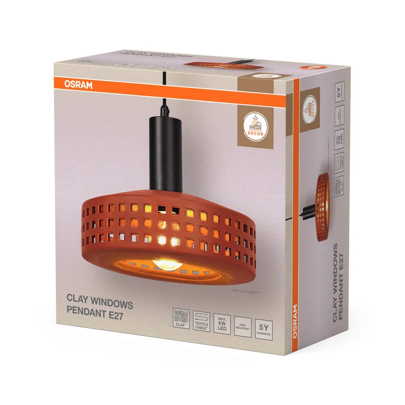 OSRAM DECOR Suspension en argile pour fenêtres, marron, E27