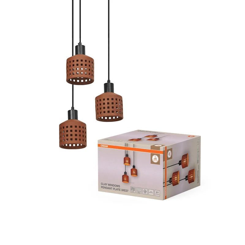 OSRAM DECOR Suspension en argile pour fenêtres, marron, 3 flammes, E27