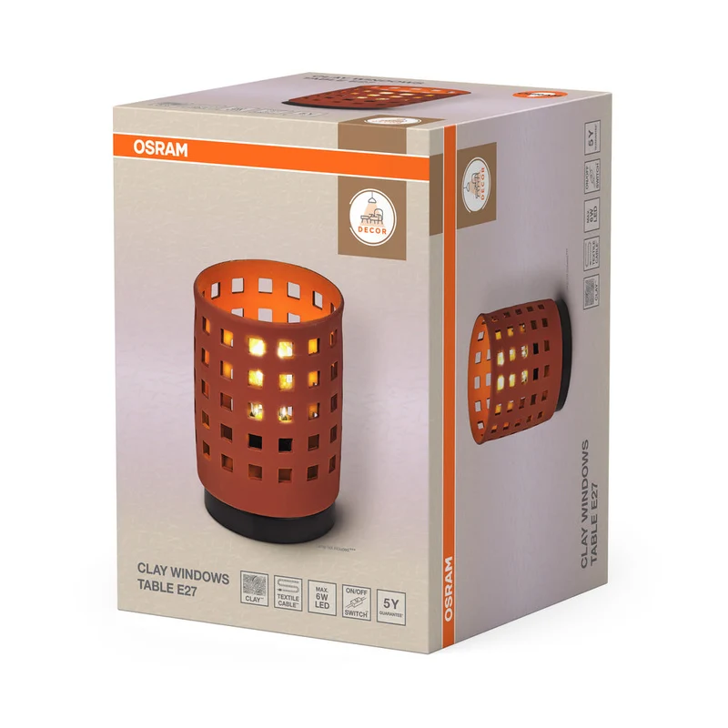 OSRAM DECOR Lampe de table Clay Windows 1xE27 Marron