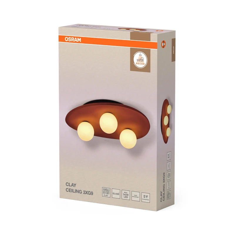 OSRAM DECOR Plafonnier Nid en Argile 3xG9 Marron