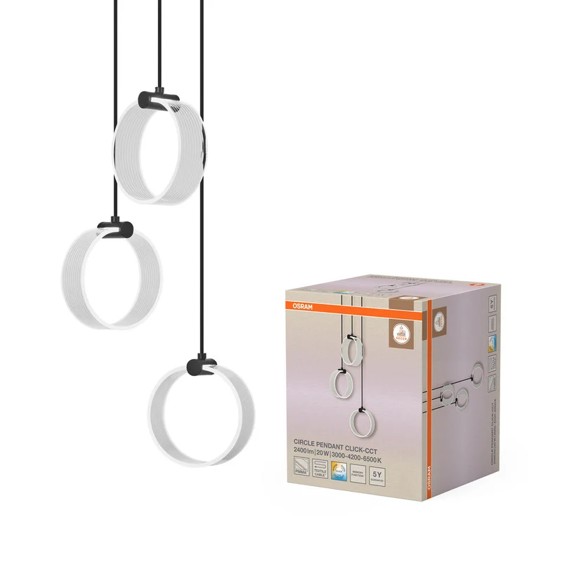 OSRAM DECOR Suspension Circle, 3 suspensions, 20W, Click CCT Noir