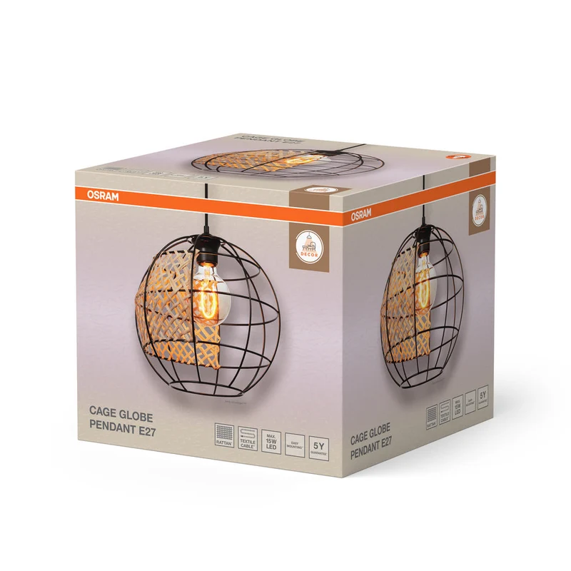 OSRAM DECOR Suspension Globe Cage, noir/marron, E27
