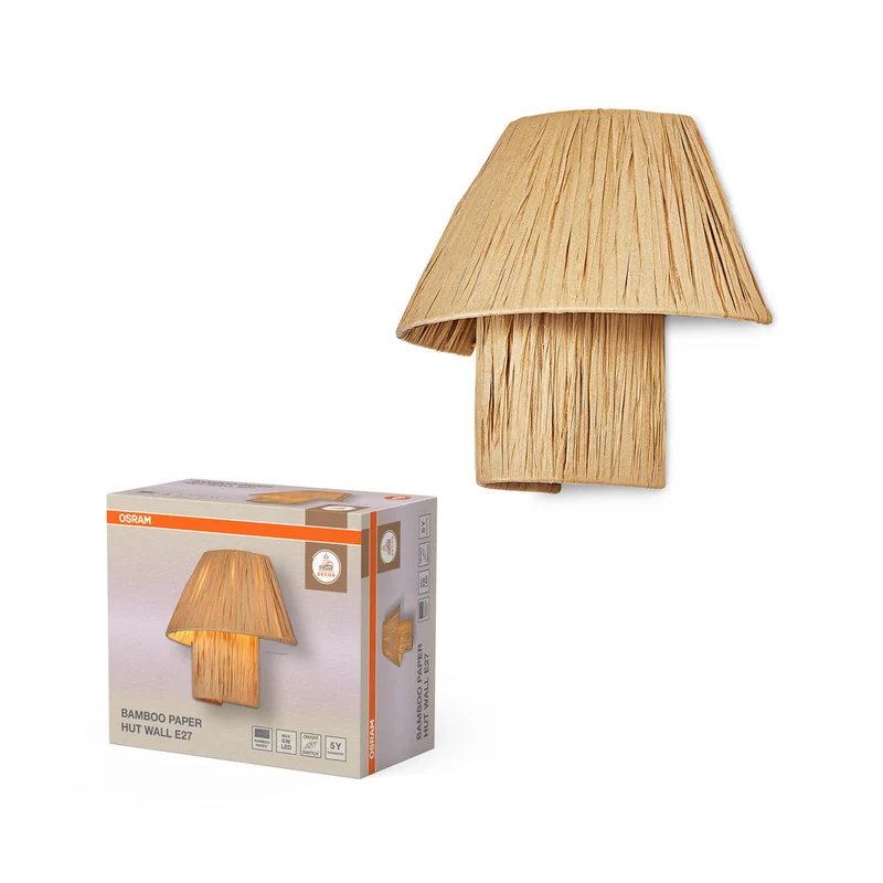 OSRAM DECOR Bambou Papier Applique Murale Marron, E27, 280mm