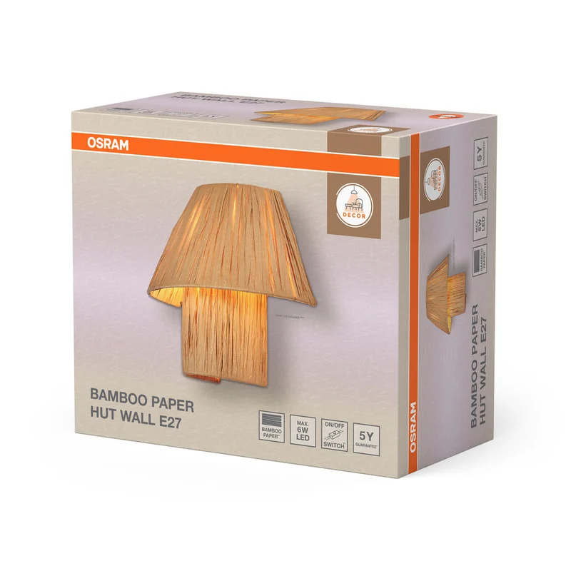 OSRAM DECOR Bambou Papier Applique Murale Marron, E27, 280mm