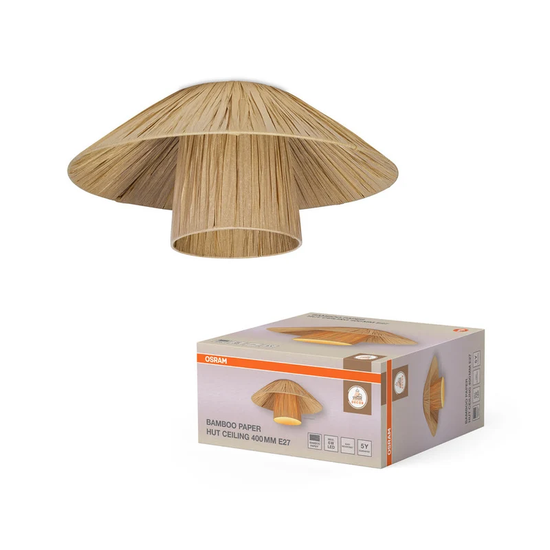 OSRAM DECOR Lampe Plafonnier Cabane en Papier Bambou Marron, 400mm, E27