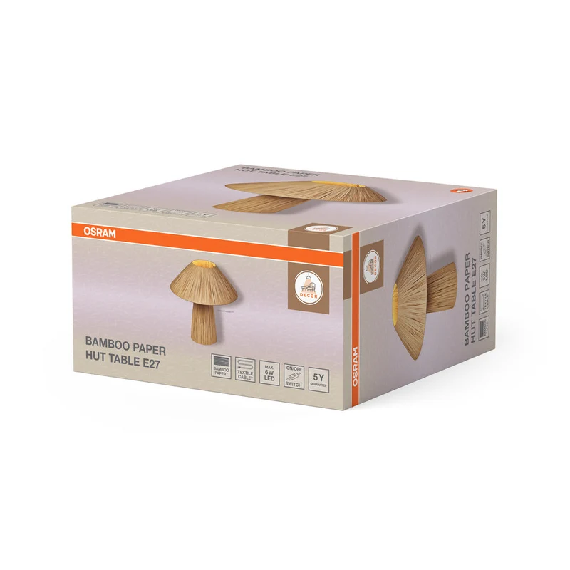 OSRAM DÉCOR Lampe de table en papier bambou Hutte 1xE27 Marron