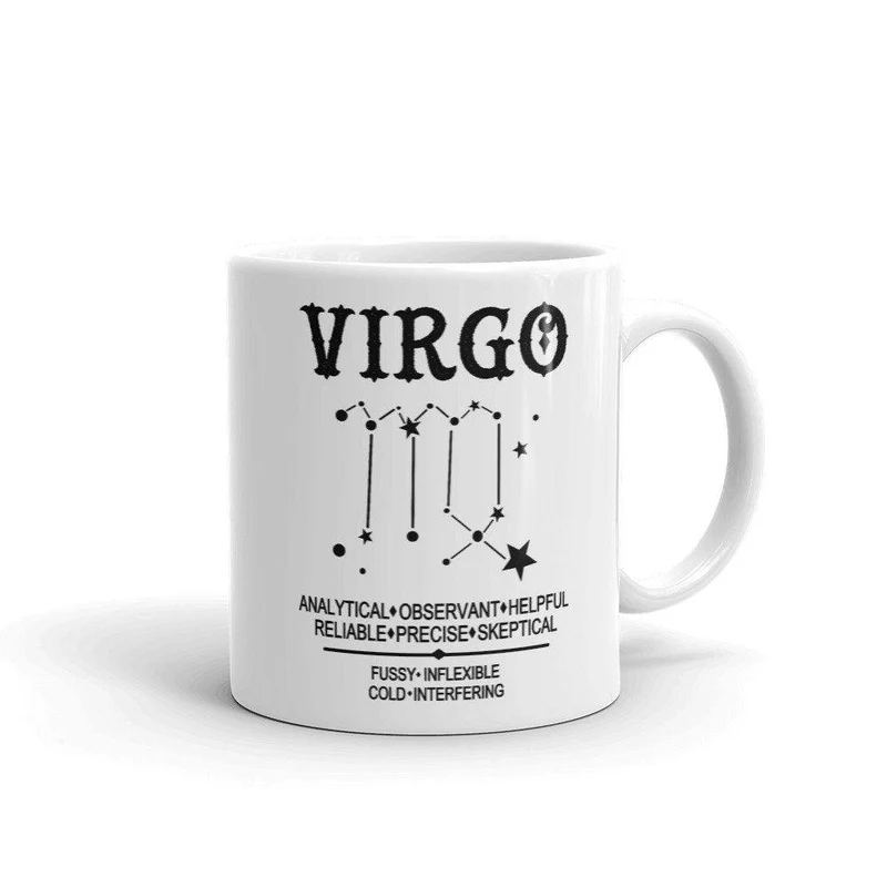 Tasse Vierge Cadeaux Vierge - Tasse à café Constellation Vierge - Analytique, précise, Qualités Vierge, Tasse à café Vierge Zodiac née en septembre
