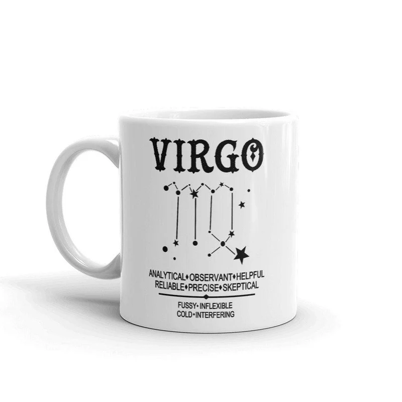 Tasse Vierge Cadeaux Vierge - Tasse à café Constellation Vierge - Analytique, précise, Qualités Vierge, Tasse à café Vierge Zodiac née en septembre