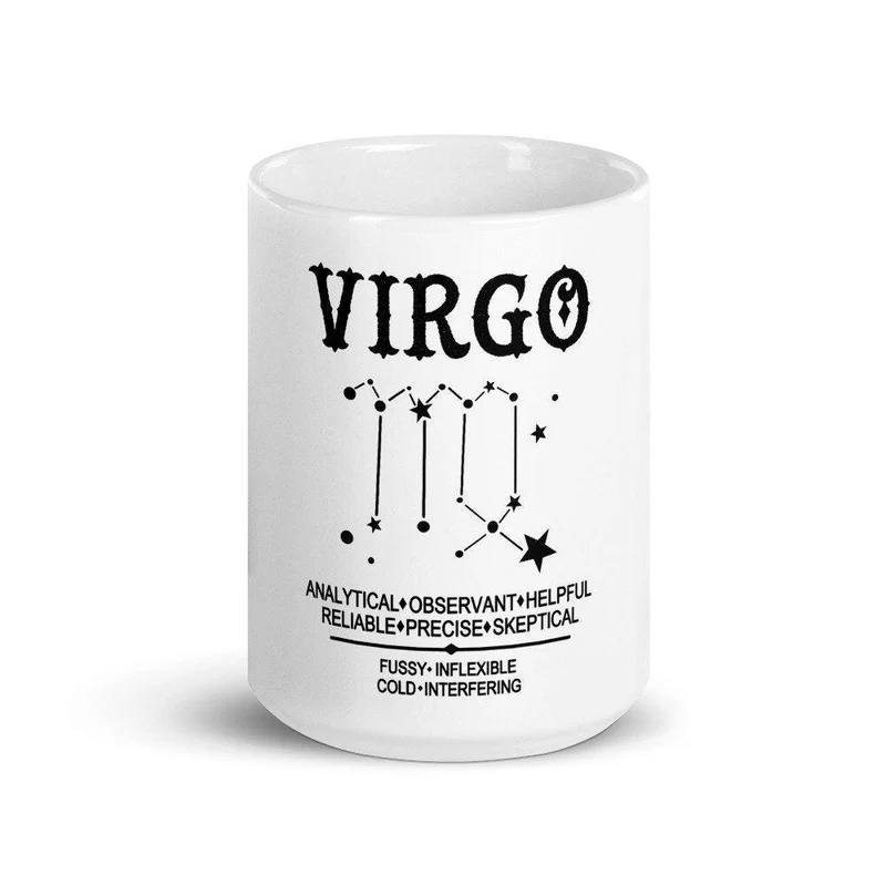 Tasse Vierge Cadeaux Vierge - Tasse à café Constellation Vierge - Analytique, précise, Qualités Vierge, Tasse à café Vierge Zodiac née en septembre