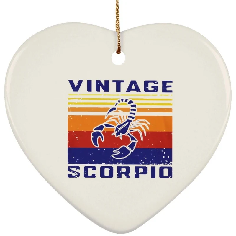 Ornement de coeur en céramique Scorpion vintage, ornement d’horoscope d’astrologie du zodiaque vintage Scorpion de haute qualité