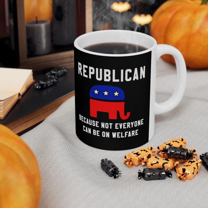 Tasse à café républicaine, cadeau républicain, tasse politique, républicain Tout le monde ne peut pas bénéficier de l'aide sociale, républicain élevé, éléphant, céramique 11oz