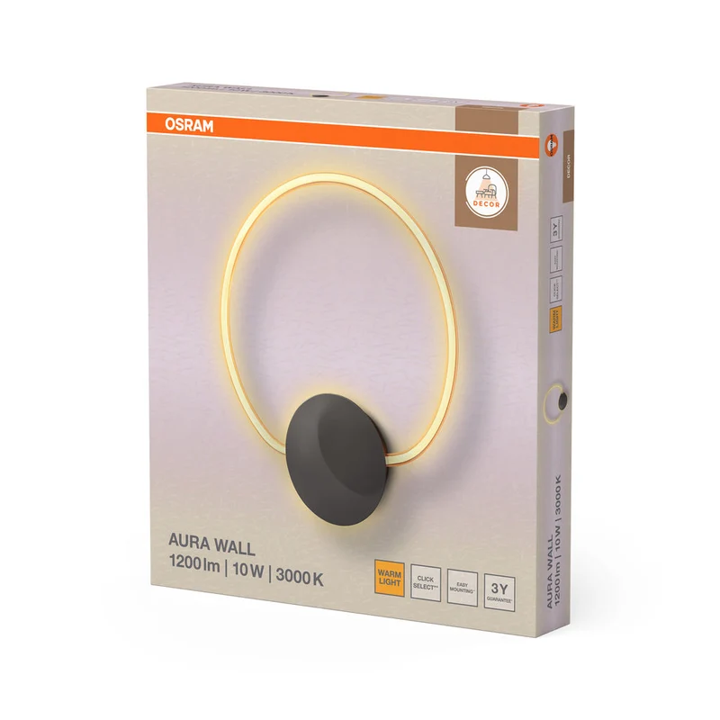 OSRAM DECOR Aura Applique murale, 10W, 3000K, 800lm, Click Select