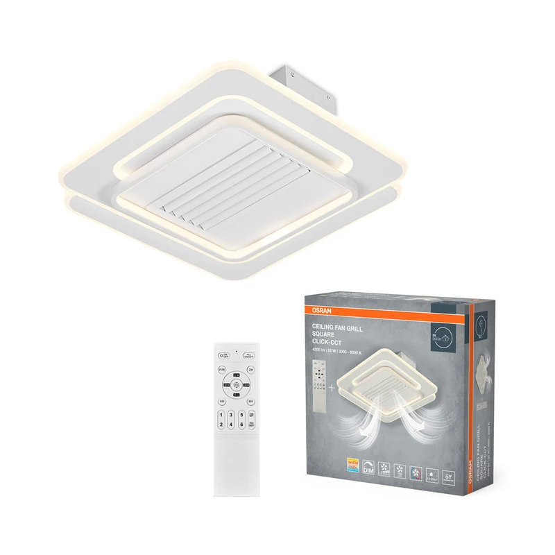 Ventilateur de plafond LED OSRAM Square 55W CCT Blanc 3000K-6500K
