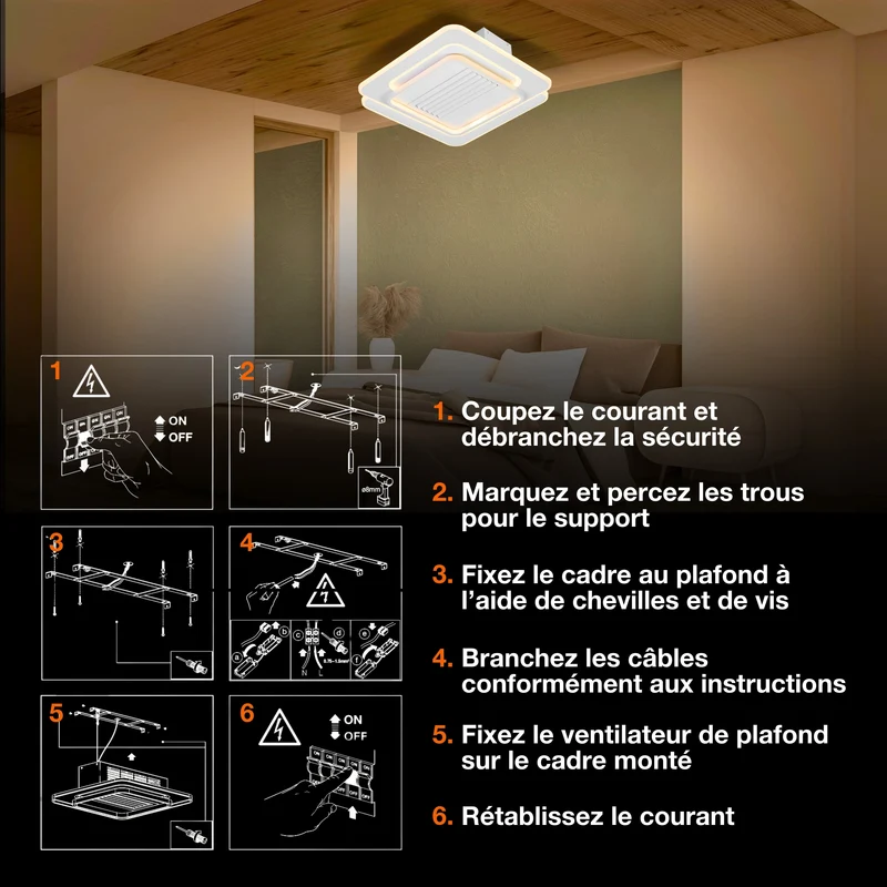 Ventilateur de plafond LED OSRAM Square 55W CCT Blanc 3000K-6500K