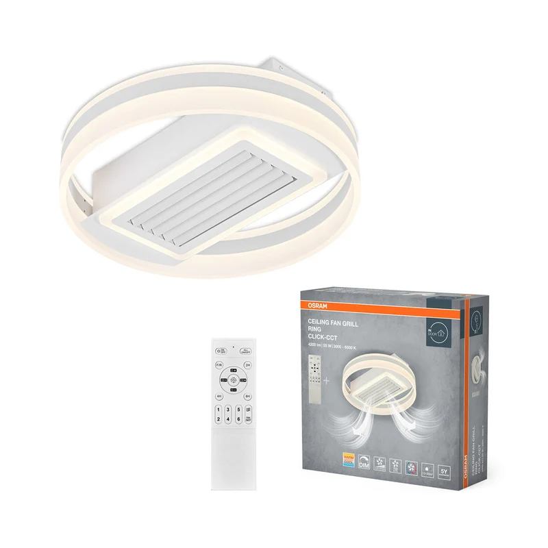 OSRAM Ventilateur de plafond LED Ring 55W CCT Blanc 3000K-6500K