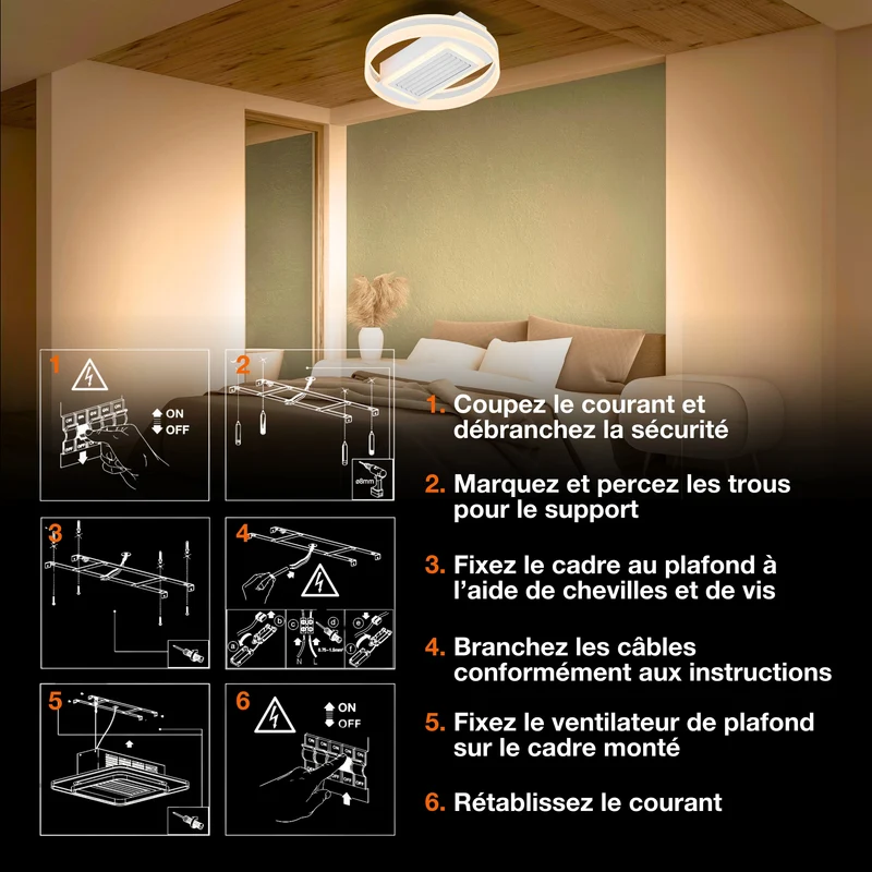 OSRAM Ventilateur de plafond LED Ring 55W CCT Blanc 3000K-6500K