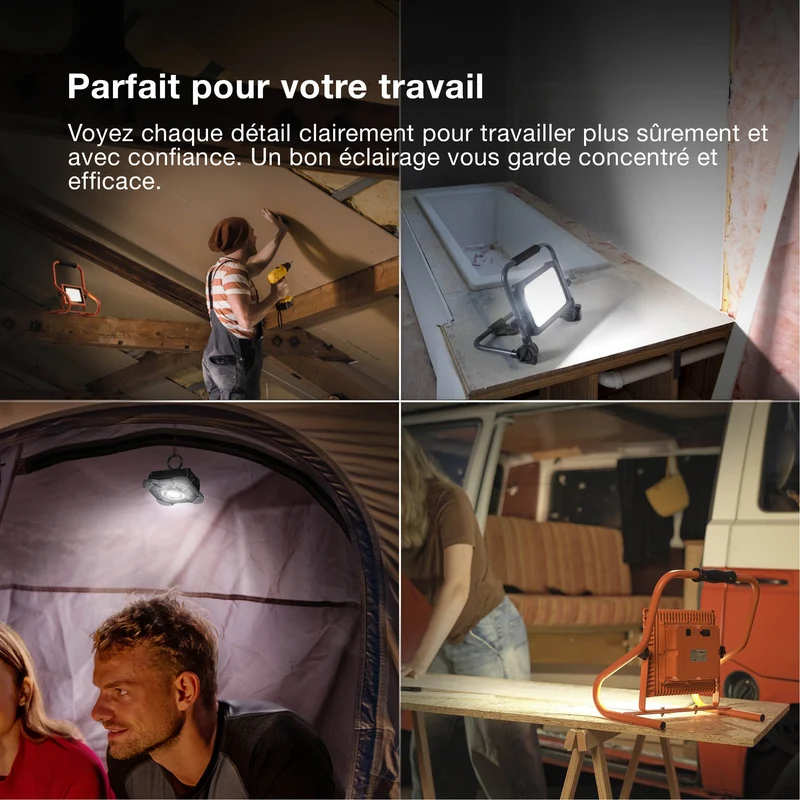 OSRAM LAMPES DE TRAVAIL BATTERIE R-STAND Akku USB LED Projecteur de chantier 30W / 4000K