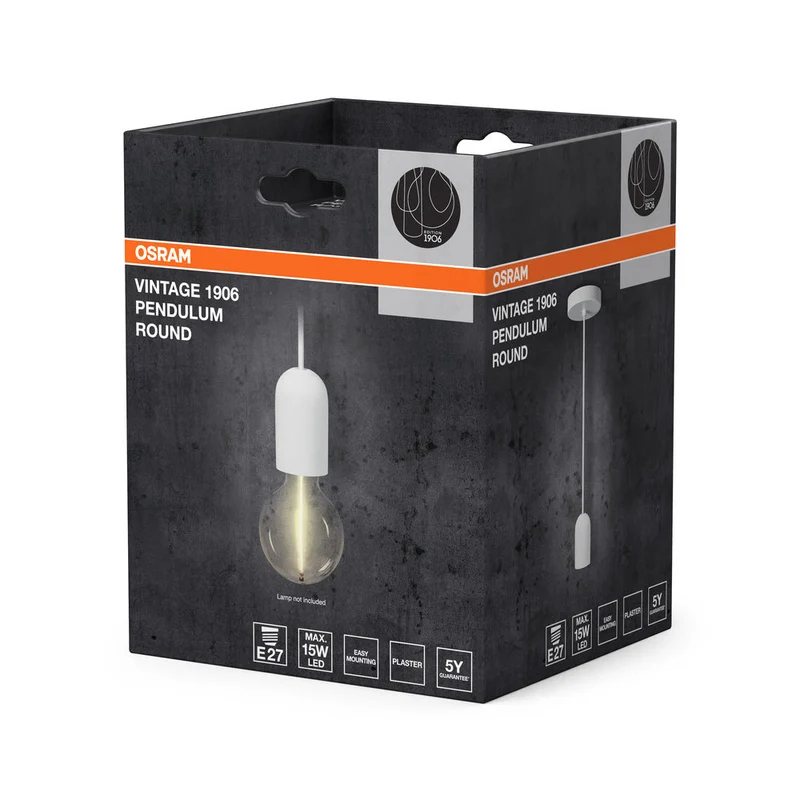 OSRAM Vintage 1906® Suspension RONDE PLÂTRE E27, blanc