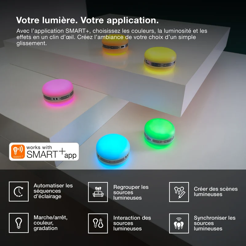 OSRAM Bluetooth SMART+ Enceinte Macaron avec commande gestuelle, lumière LED RVB, orange
