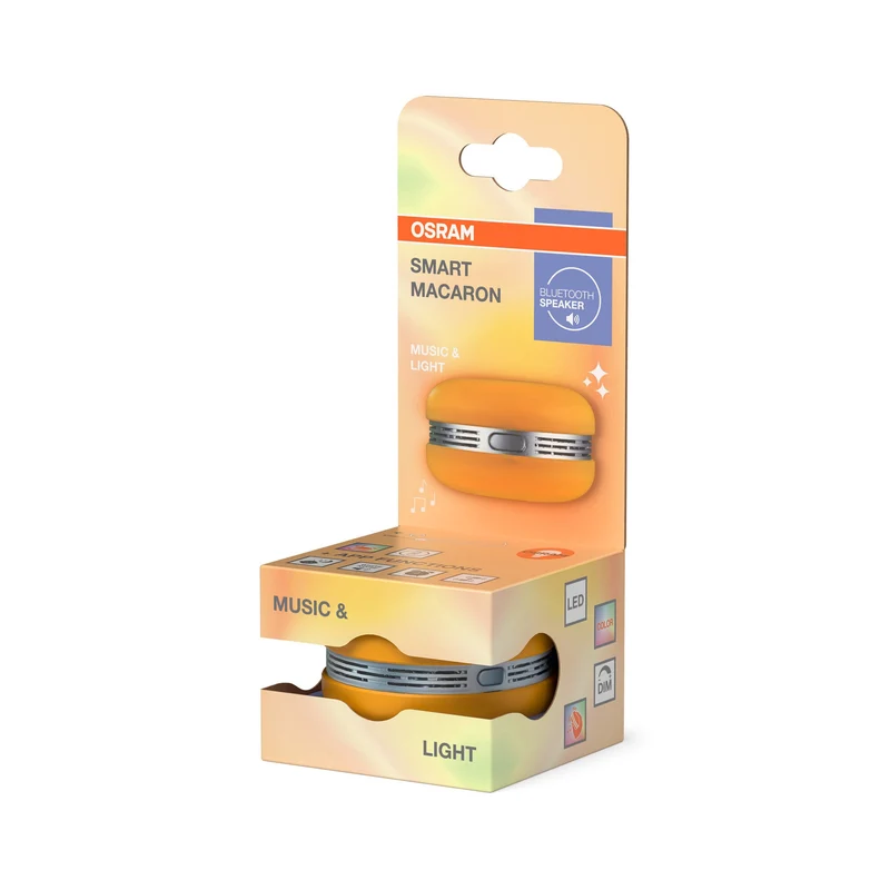 OSRAM Bluetooth SMART+ Enceinte Macaron avec commande gestuelle, lumière LED RVB, orange