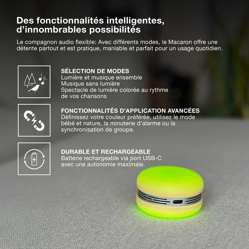OSRAM Bluetooth SMART+ Enceinte Macaron avec commande gestuelle, lumière LED RGB, jaune