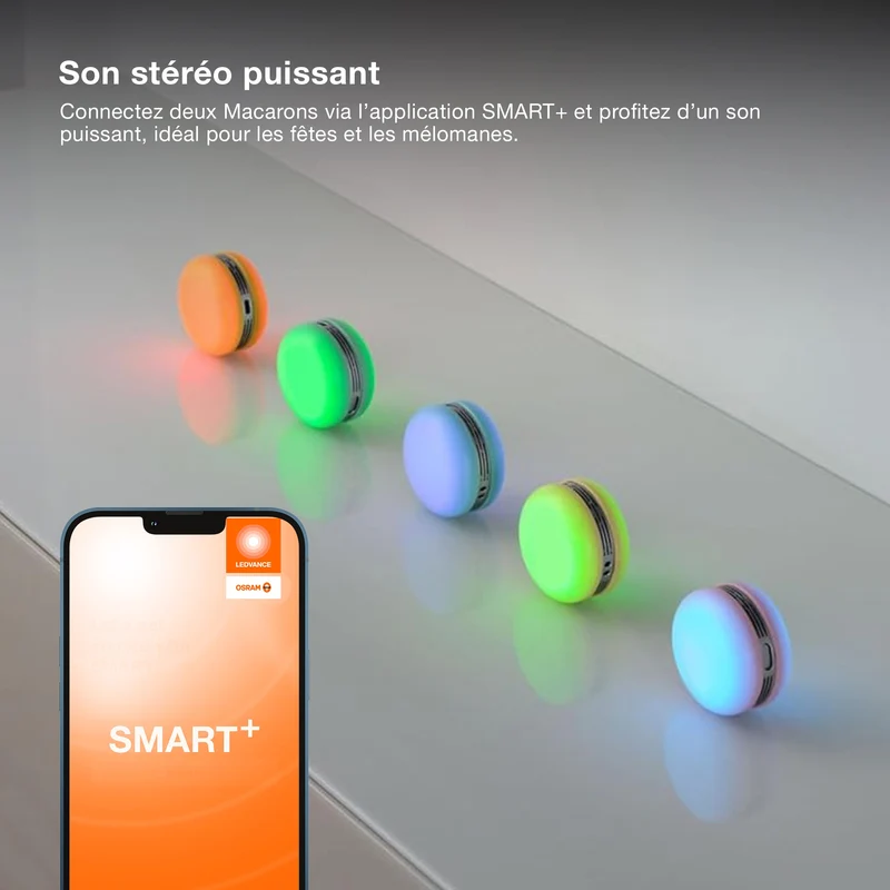 OSRAM Bluetooth SMART+ Enceinte Macaron avec commande gestuelle, lumière LED RGB, jaune