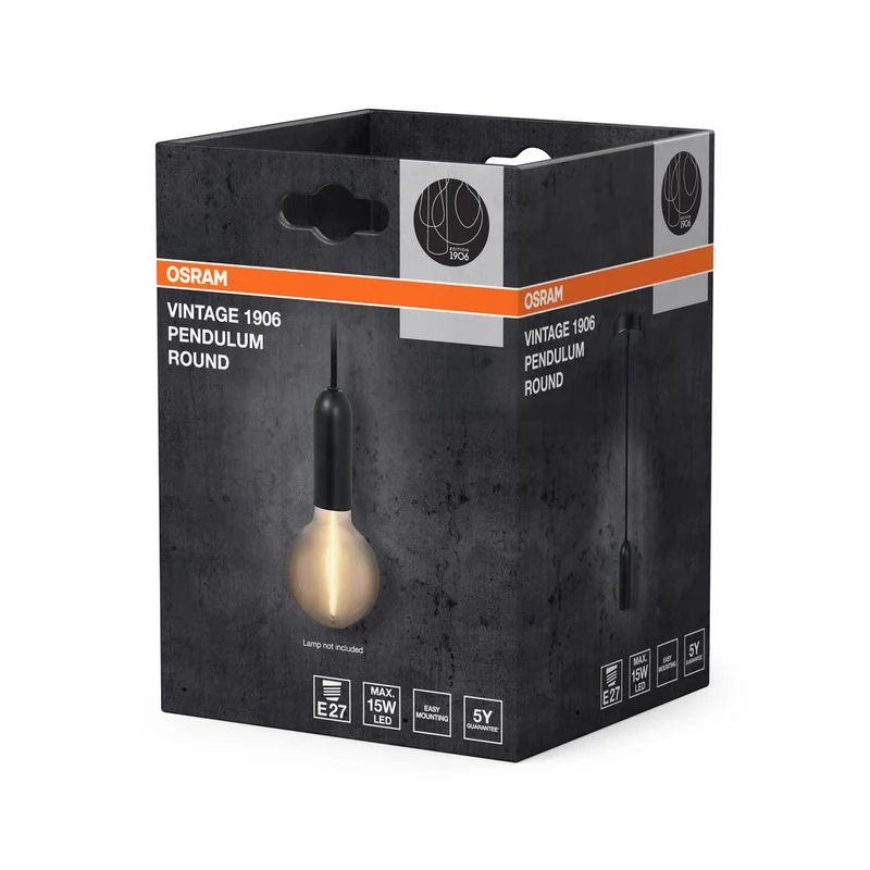 OSRAM Vintage 1906® Suspension RONDE E27, noir