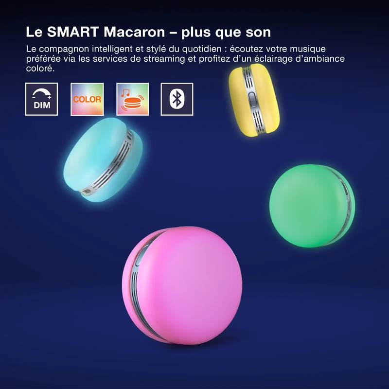 OSRAM Bluetooth SMART+ Enceinte Macaron avec commande gestuelle, lumière LED RVB, rose