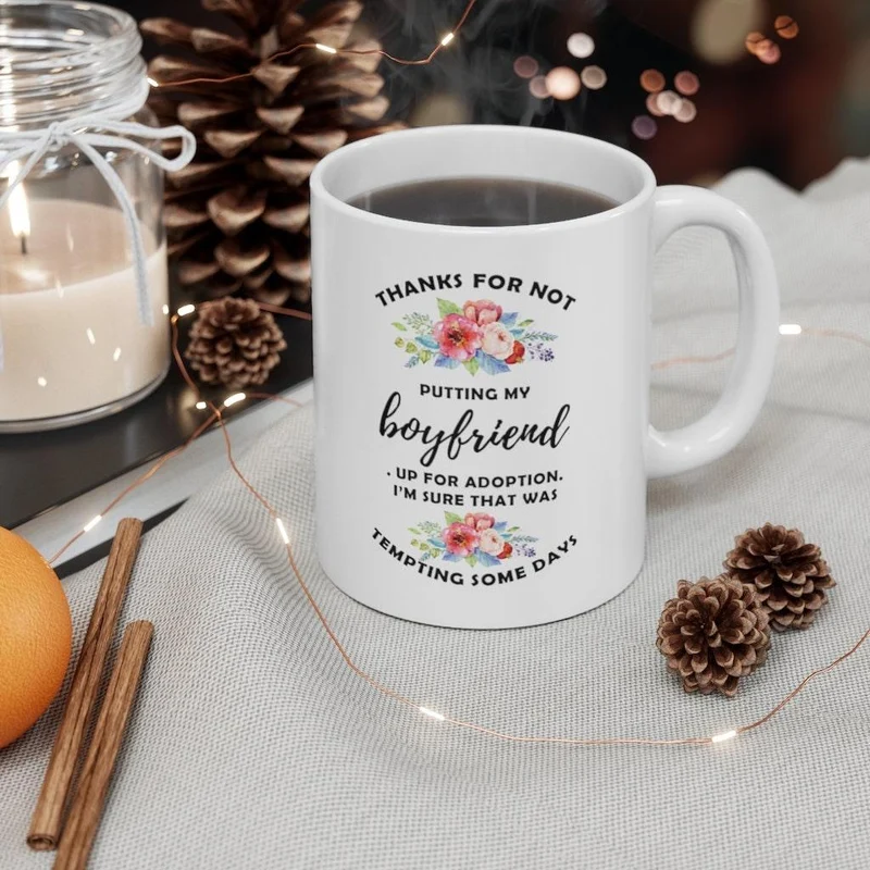 Merci de ne pas avoir mis mon petit ami en adoption Tasses d’accent, tasses drôles, tasse de Noël, tasse à café, cadeau de maman, cadeau de fête des mères,