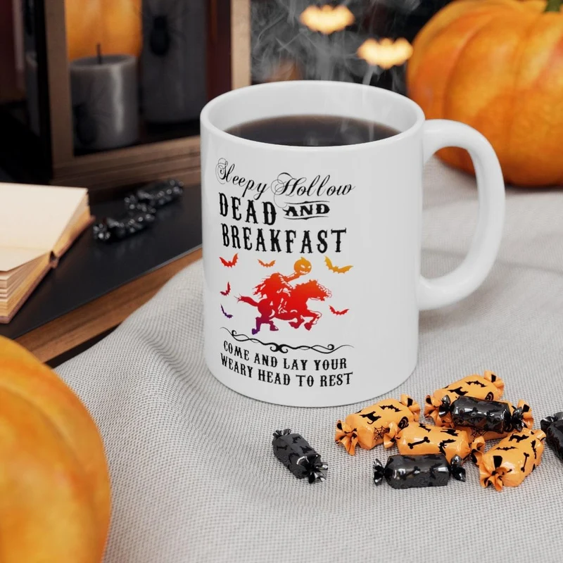 Tasse à café Sleepy Hollow, tasse d’Halloween d’automne, tasse de saison effrayante, tasse de citrouille effrayante, mort et petit-déjeuner, tasse d’Halloween mignonne, Hocus Pocus