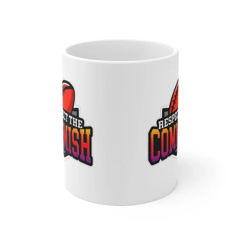 Respectez la Commish, 15 oz. Tasse noire, tasse d’accent de commissaire de football fantastique, reine du football fantastique, tasse en céramique 11oz,