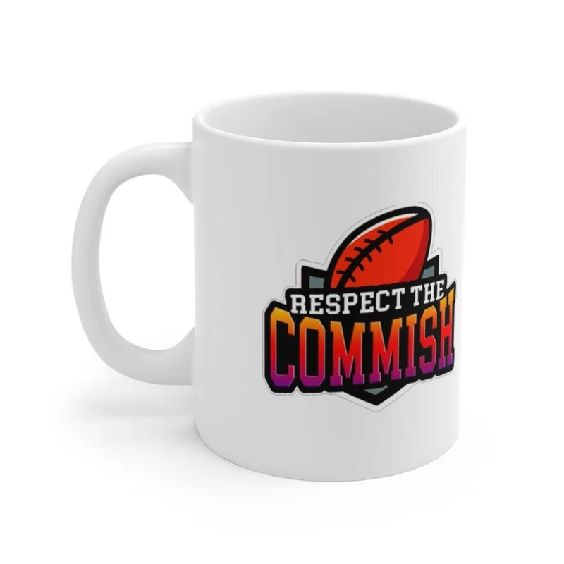 Respectez la Commish, 15 oz. Tasse noire, tasse d’accent de commissaire de football fantastique, reine du football fantastique, tasse en céramique 11oz,